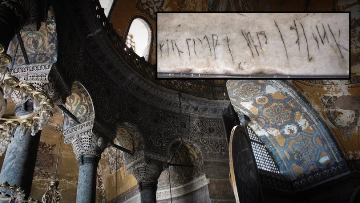 “Halfdan esteve aqui!” Cerca de 11 séculos atrás, um soldado viking esculpiu isso na Hagia Sophia